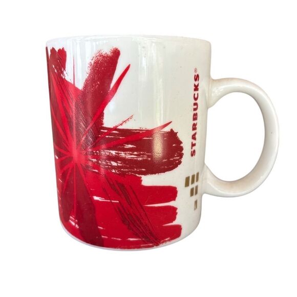 Starbucks 2014 Holiday Red Abstract Coffee Mug - Picture 1 of 5